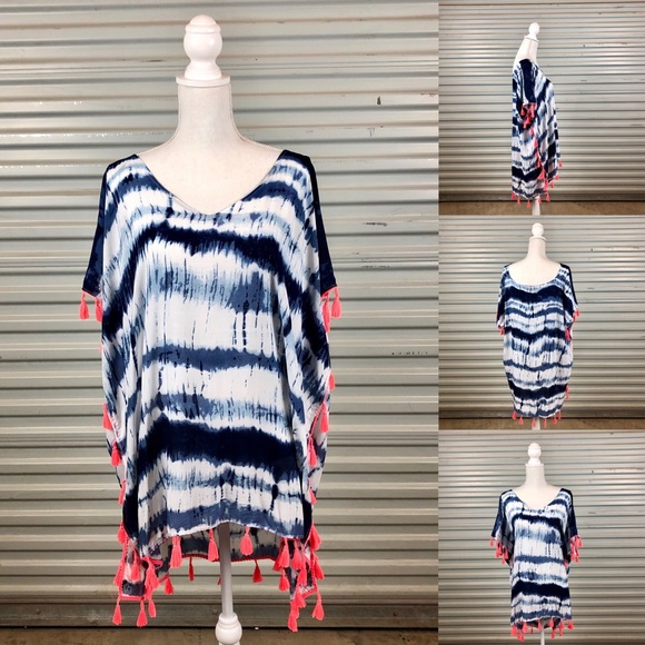 C&T Beach Women Colorful Coverups Tassle Details - Picture 3 of 8